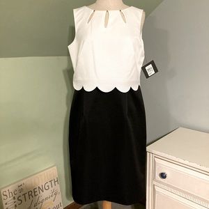 Ellen Tracy Sz 8 Scallop Top Sleeveless Dress